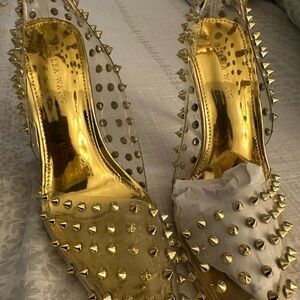 Gold Spike Clear Pump by Unknown Brand — Women’s Evening Heel